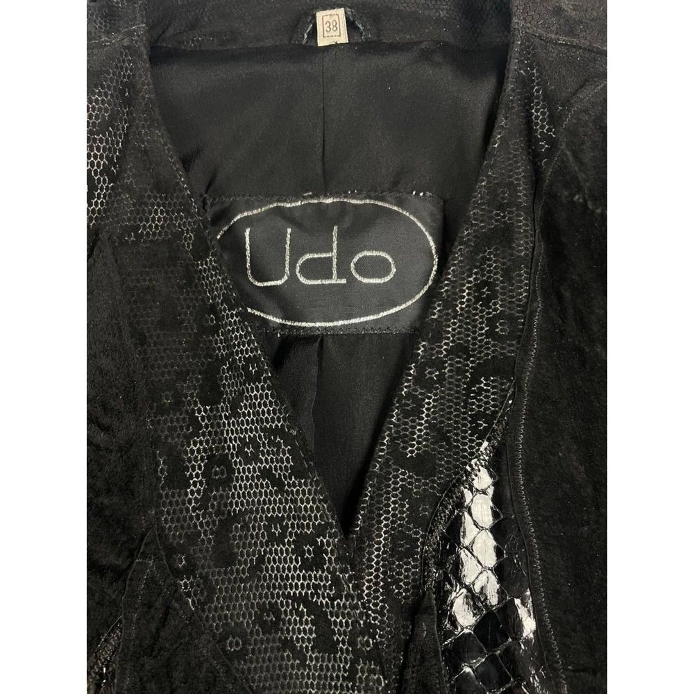 Vintage UDO Women's Animal Print Genuine Leather Blazer Jacket Black Size 38 - Picture 4 of 9